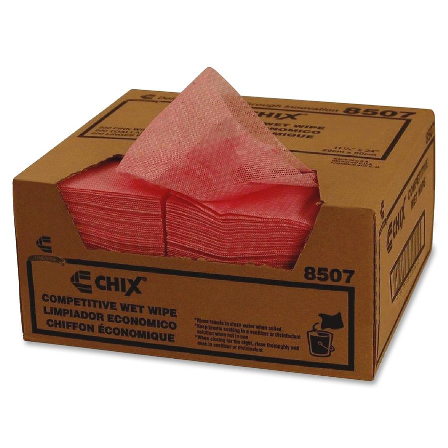 Chicopee 8507 Competitive Wet Wipes - 24" Length x 13.50" Width - 200 / Carton - Reusable, Absorbent, Lightweight, Pre-moistened - Pink. Picture 2