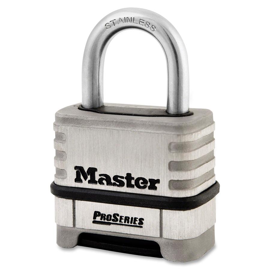 Master Lock ProSeries Resettable Combination Lock - 10000 Digit - 0.31" Shackle Diameter - Corrosion Resistant, Pry Resistant - Stainless Steel - Stainless Steel - 1 Each. Picture 3