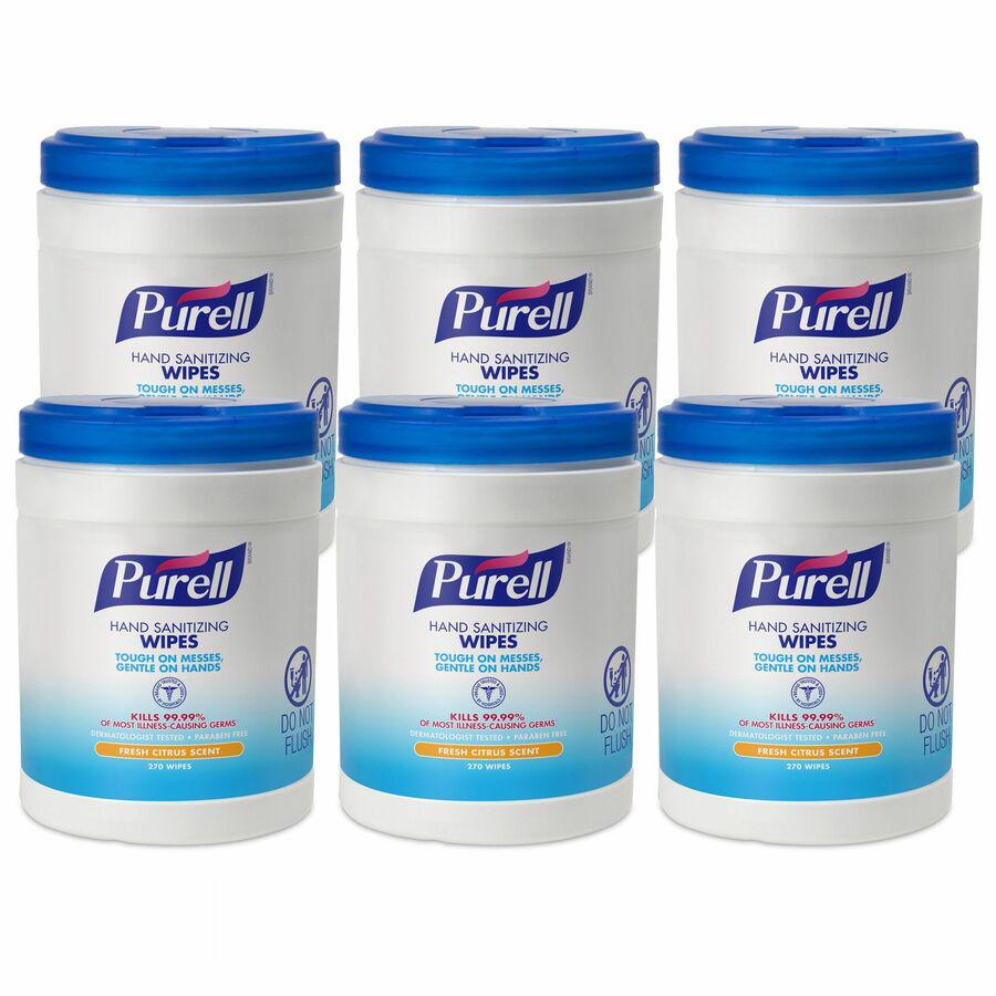 PURELL&reg; Sanitizing Wipes - White - 270 Per Canister - 6 / Carton. Picture 3