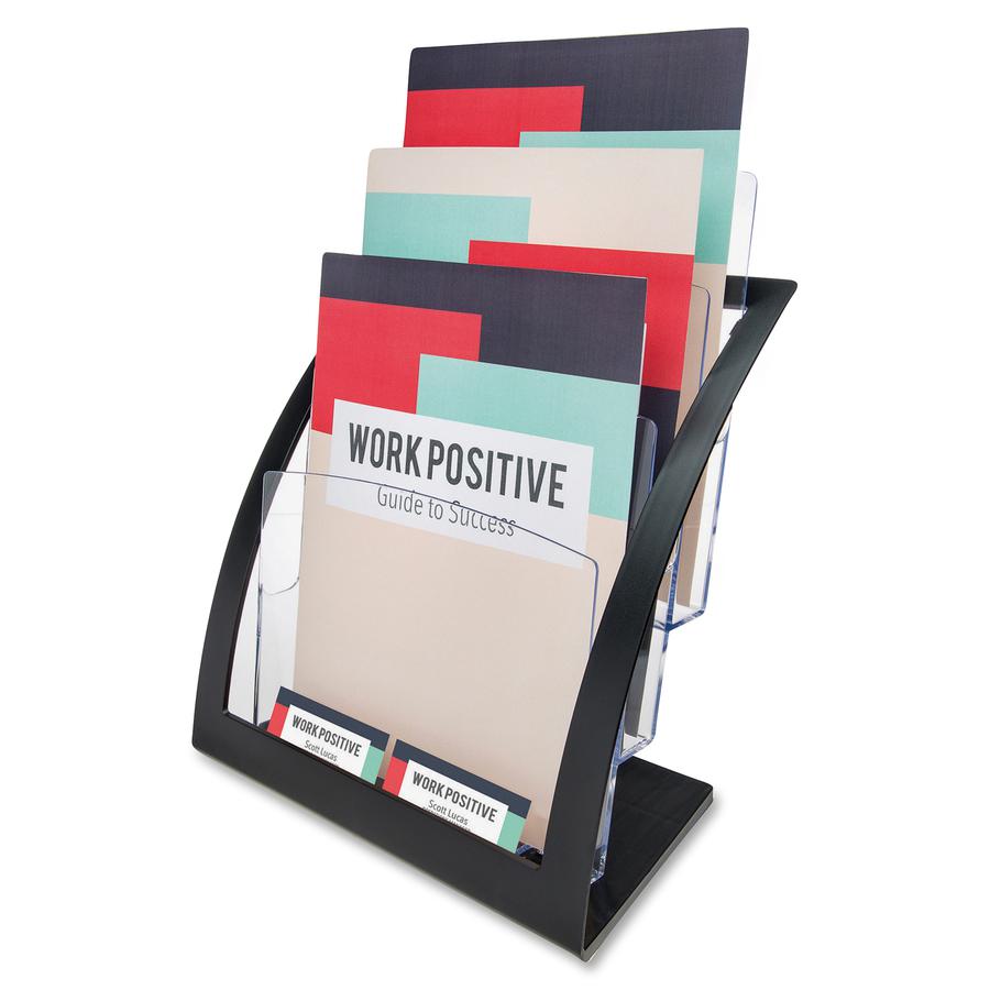 Deflecto Contemporary Literature Holder - 3 Compartment(s) - 3 Tier(s) - 13.3" Height x 11.2" Width x 6.9" DepthDesktop, Counter - Durable, Business Card Holder - Plastic - 1 Each. Picture 9