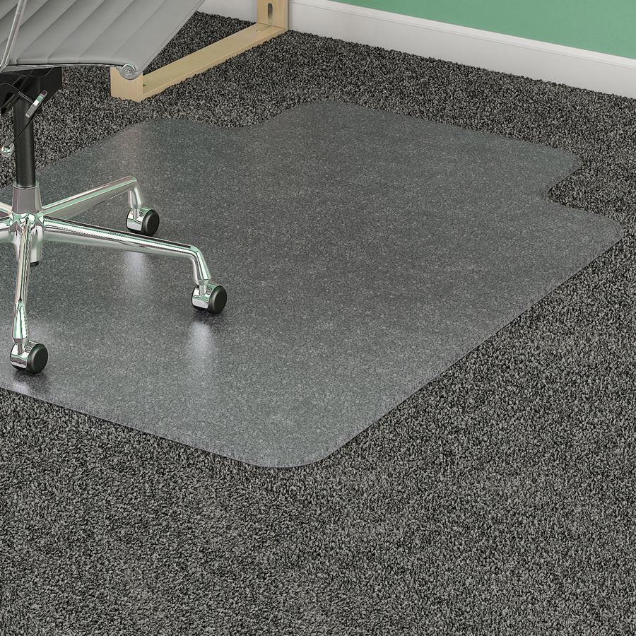 Lorell Medium-pile Chairmat - Carpeted Floor - 48" Length x 36" Width x 0.13" Thickness - Lip Size 10" Length x 19" Width - Vinyl - Clear - 1Each. Picture 15
