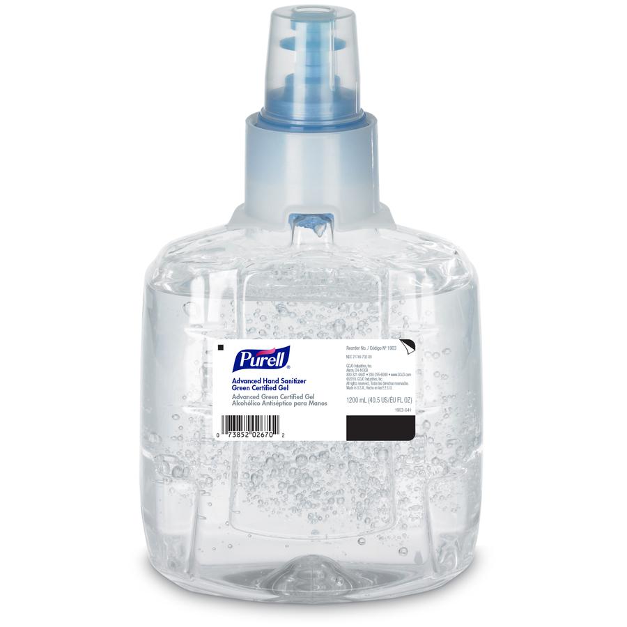 PURELL&reg; Hand Sanitizer Gel Refill - 40.6 fl oz (1200 mL) - Hands-free Dispenser - Kill Germs - Skin, Hand - Clear - Fragrance-free, Dye-free - 2 / Carton. Picture 7