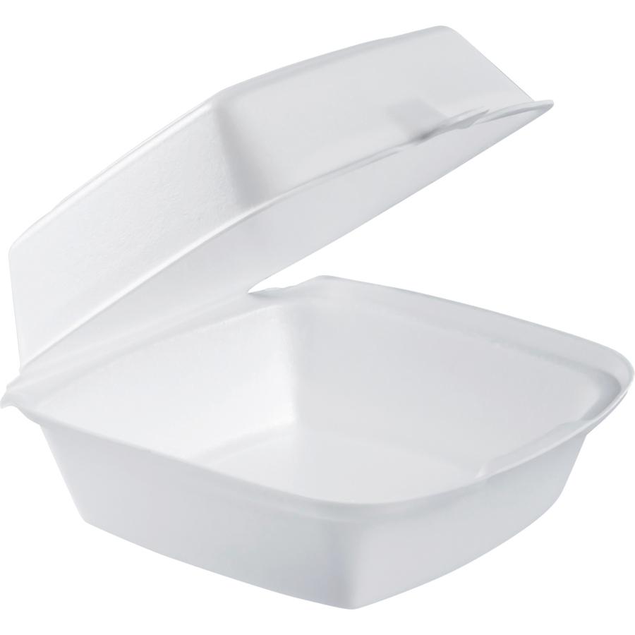 Solo Hinged Lid 6" Foam Container - Disposable - White - Foam Body - 500 / Carton. Picture 2