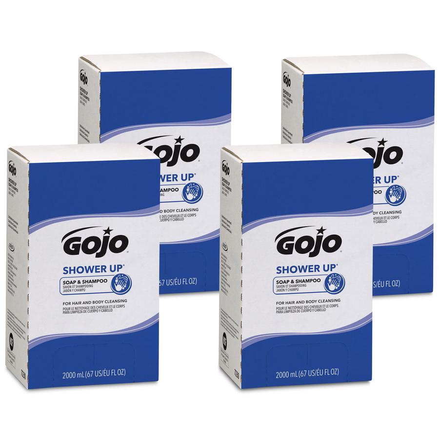 Gojo&reg; SHOWER UP Soap & Shampoo - Clean Scent - 67.6 fl oz (2 L) - Hair, Hand, Body - Rose - Pleasant Scent, Bio-based - 4 / Carton. Picture 4