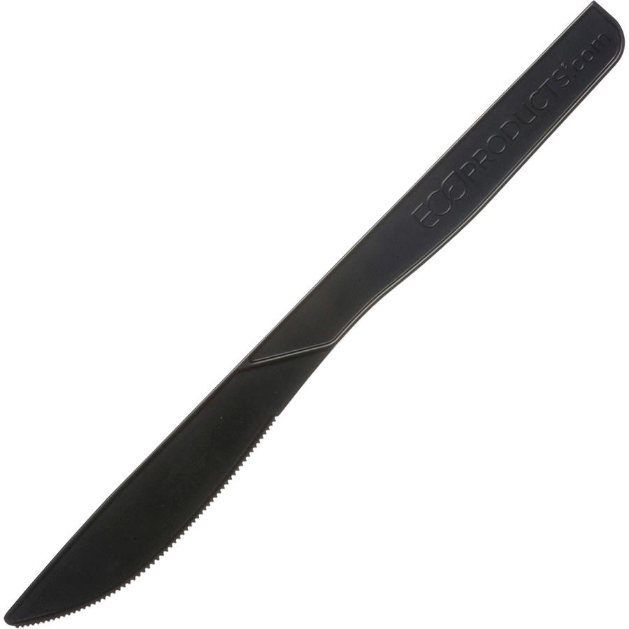 Eco-Products 6" Recycled Polystyrene Knives - 20/Carton - Black. Picture 2