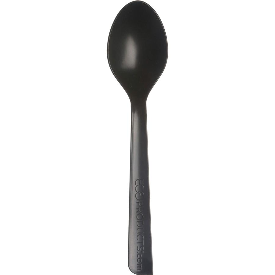 Eco-Products 6" Recycled Polystyrene Spoons - 20/Carton - Black. Picture 2