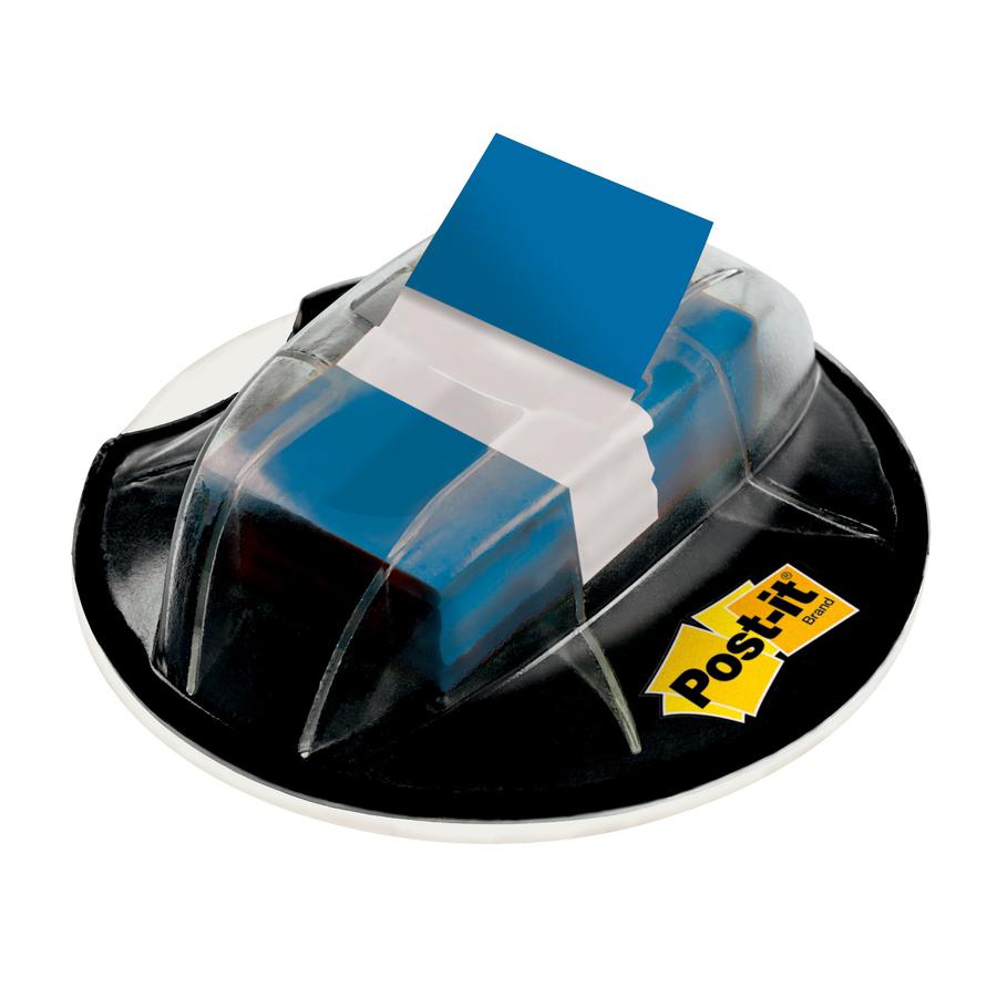 Post-it&reg; Flags in Desk Grip Dispenser - 200 - 1" x 1 3/4" - Rectangle - Unruled - Blue - Removable, Self-adhesive - 200 / Pack. Picture 3