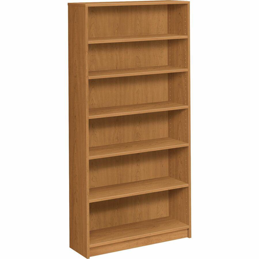 HON 1870 Series Bookcase | 6 Shelves | 36"W | Harvest Finish - 6 Shelf(ves) - 72.6" Height x 36" Width x 11.5" DepthFloor - Adjustable Shelf, Scratch Resistant, Spill Resistant, Stain Resistant, Level. Picture 2