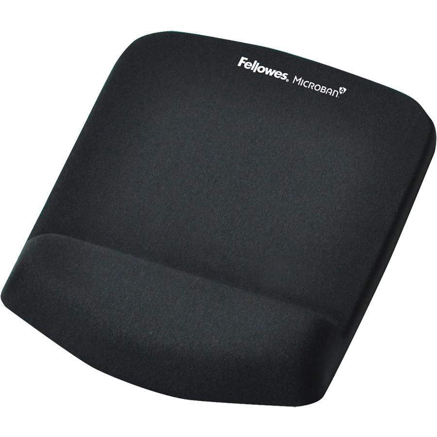 Fellowes PlushTouch&trade; Mouse Pad Wrist Rest with Microban&reg; - Black - 1" x 7.25" x 9.38" Dimension - Black - Polyurethane, Foam - Wear Resistant, Tear Resistant, Skid Proof - 1 Pack. Picture 2