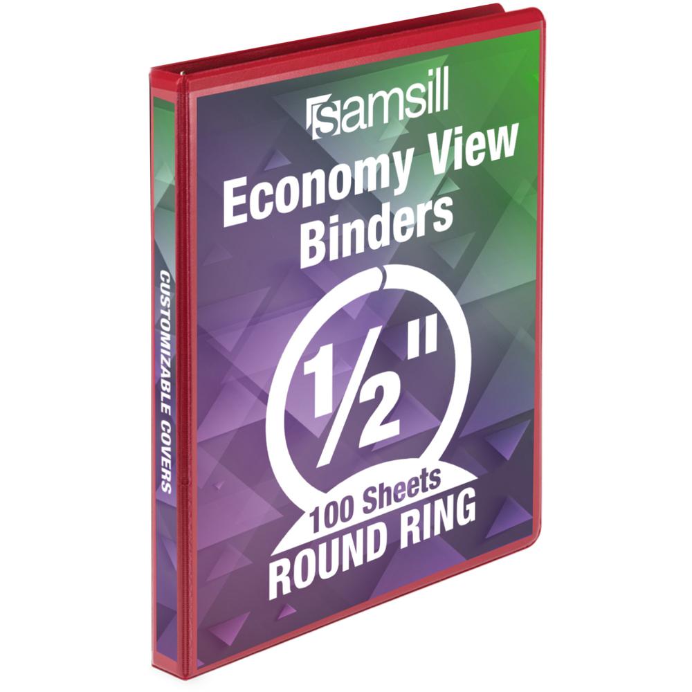 Samsill Economy 1/2" Round Ring View Binders - 1/2" Binder Capacity - Letter - 8 1/2" x 11" Sheet Size - 100 Sheet Capacity - Round Ring Fastener(s) - 2 Inside Front & Back Pocket(s) - Vinyl - 8 oz - . Picture 2