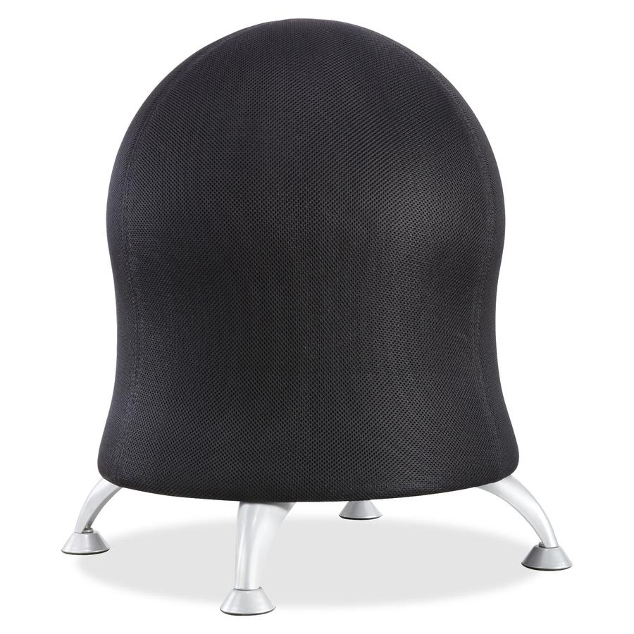 Safco Zenergy Ball Chair - Polyester Seat - Four-legged Base - Black - Polyvinyl Chloride (PVC), Polypropylene, Steel - 1 Each. Picture 2