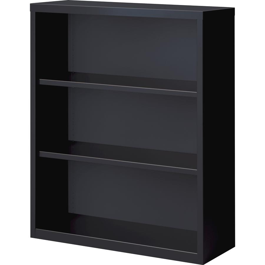 Lorell Fortress Series Bookcase - 34.5" x 13" x 42" - 3 x Shelf(ves) - Black - Powder Coated - Steel - Recycled. Picture 10