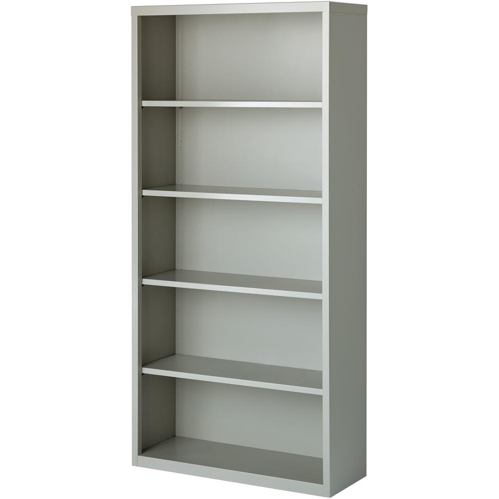 Lorell Fortress Series Bookcase - 34.5" x 13" x 72" - 5 x Shelf(ves) - Light Gray - Powder Coated - Steel - Recycled. Picture 5