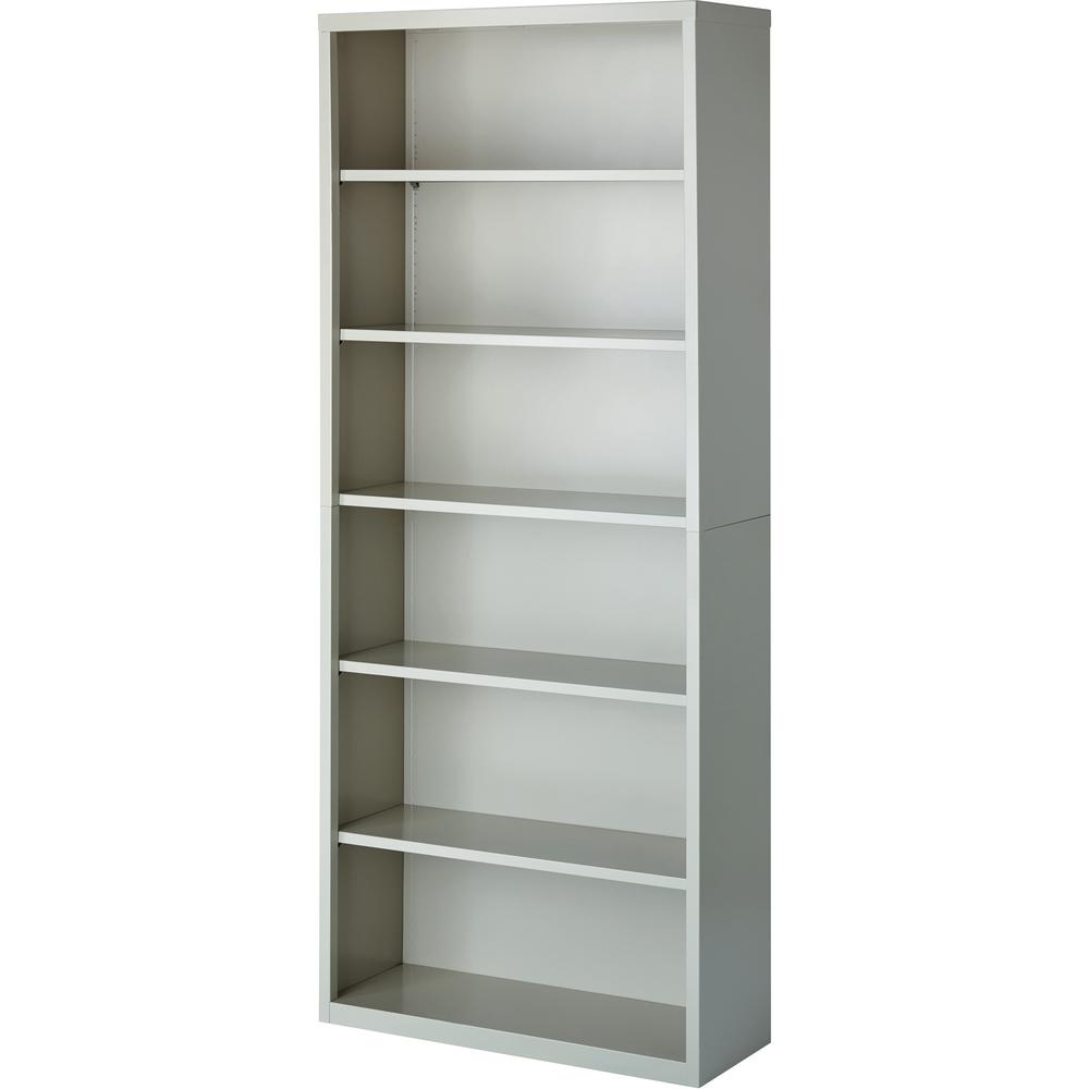 Lorell Fortress Series Bookcase - 34.5" x 13" x 82" - 6 x Shelf(ves) - Light Gray - Powder Coated - Steel - Recycled - Assembly Required. Picture 2
