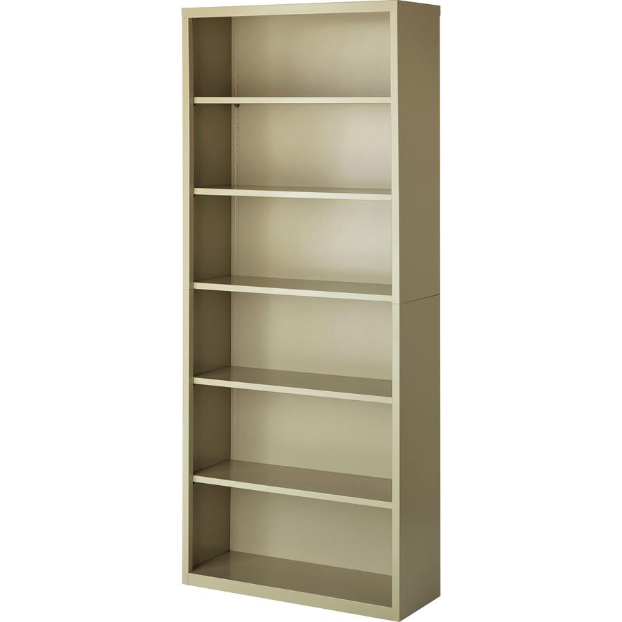 Lorell Fortress Series Bookcase - 34.5" x 13" x 82" - 6 x Shelf(ves) - Putty - Powder Coated - Steel - Recycled. Picture 6