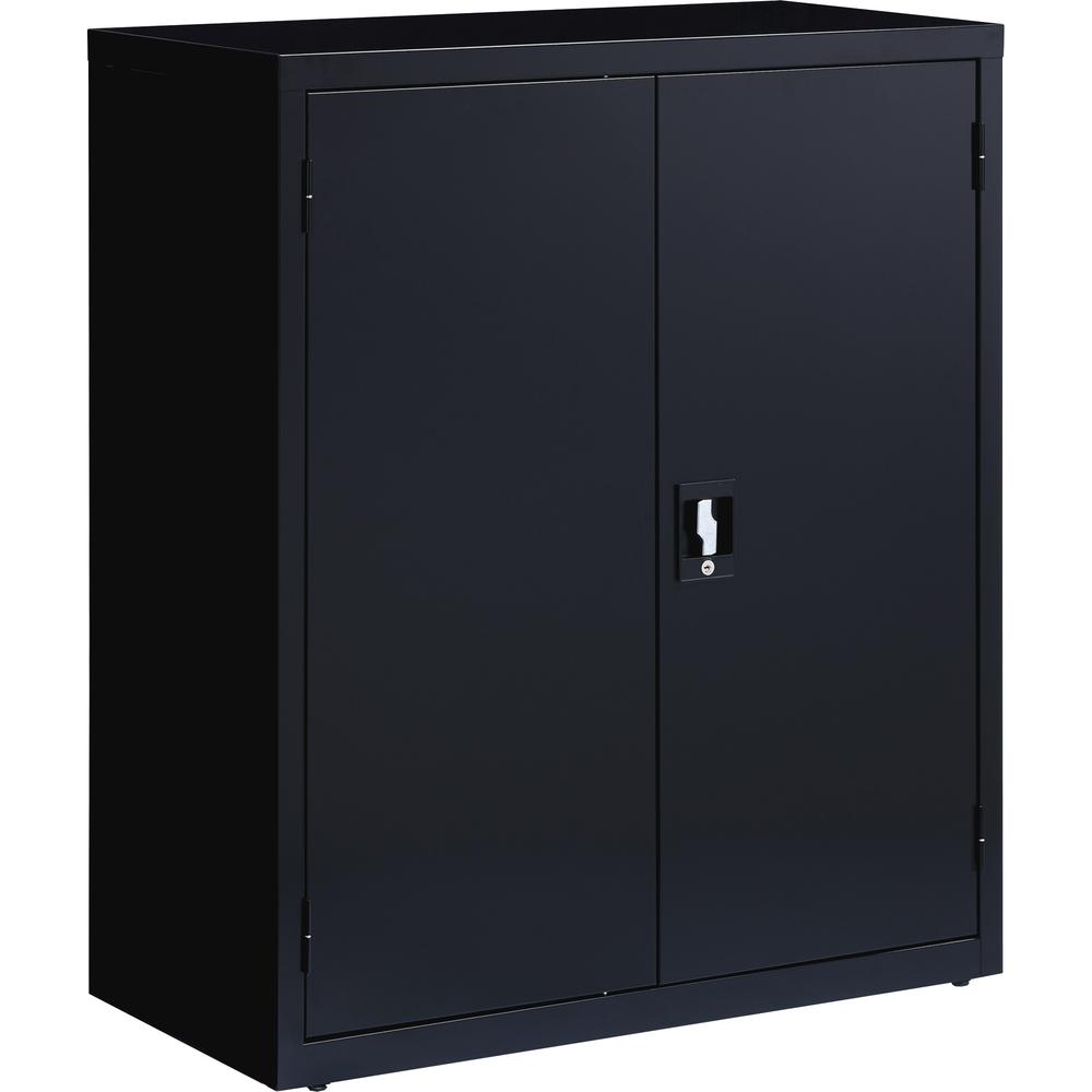Lorell Fortress Series Storage Cabinet - 18" x 36" x 42" - 3 x Shelf(ves) - Recessed Locking Handle, Hinged Door, Durable - Black - Powder Coated - Steel - Recycled. Picture 3