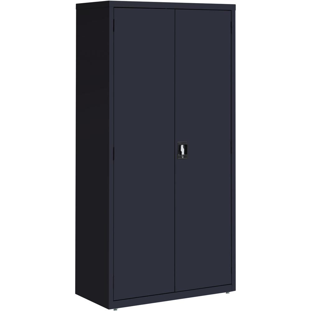 Lorell Fortress Series Storage Cabinet - 36" x 18" x 72" - 5 x Shelf(ves) - Recessed Locking Handle, Hinged Door, Durable - Black - Powder Coated - Steel - Recycled. Picture 7