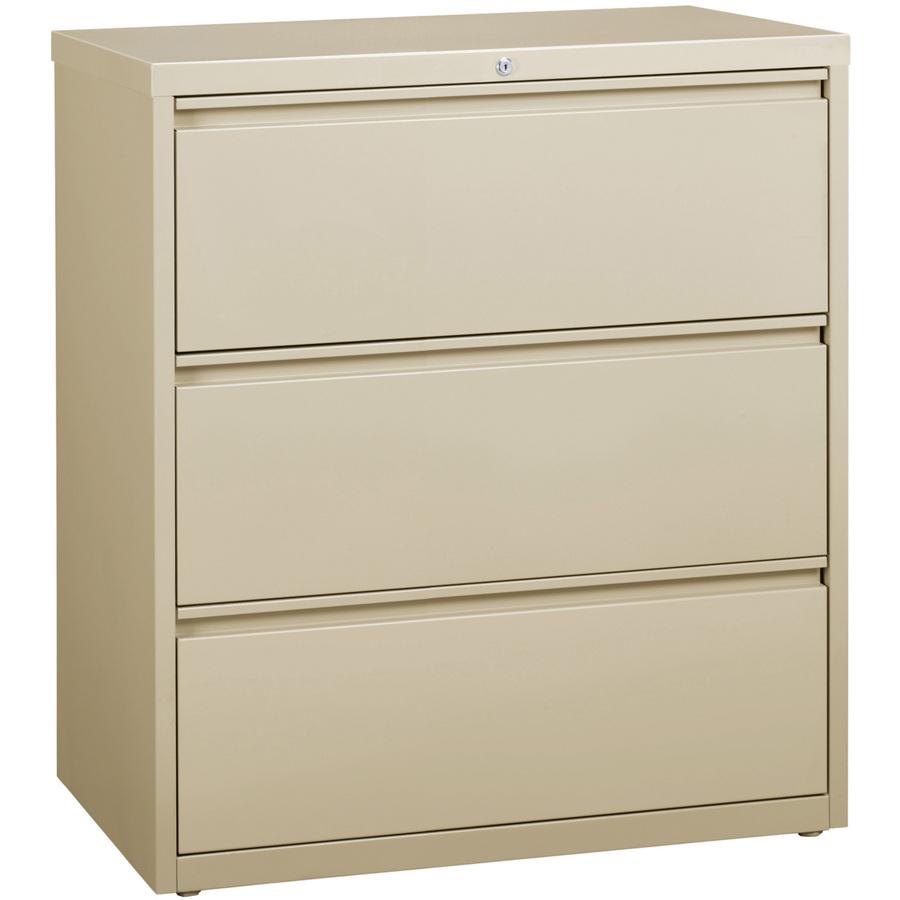 Lorell Fortress Series Lateral File - 36" x 18.6" x 40.3" - 3 x Drawer(s) for File - Letter, Legal, A4 - Lateral - Locking Drawer, Magnetic Label Holder, Ball-bearing Suspension, Leveling Glide - Putt. Picture 5