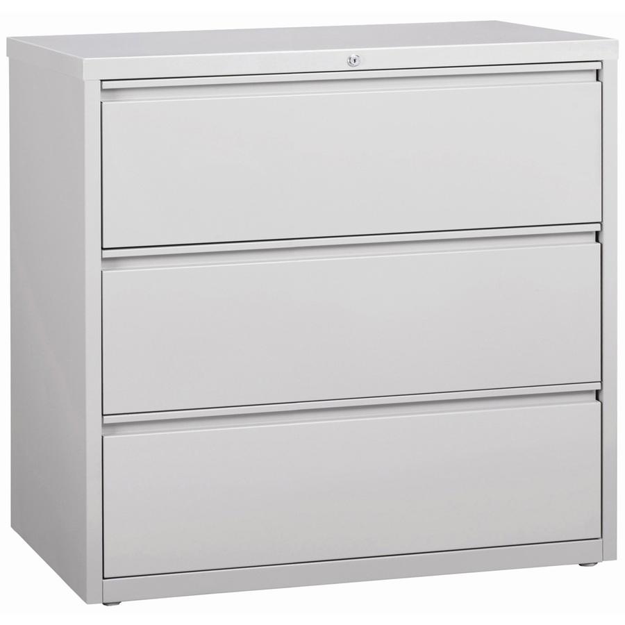 Lorell Fortress Series Lateral File - 42" x 18.6" x 40.3" - 3 x Drawer(s) for File - Letter, Legal, A4 - Lateral - Locking Drawer, Magnetic Label Holder, Ball-bearing Suspension, Leveling Glide - Ligh. Picture 5