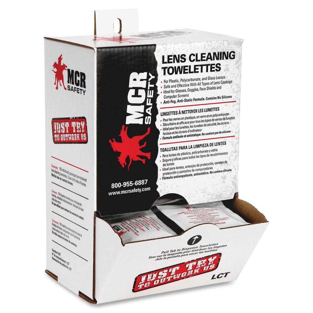 Crews Lens Cleaning Towelettes - For Goggle, Face Shield, Glasses, Lens - Anti-static, Anti-fog, Pre-moistened - 100 / Box. Picture 2