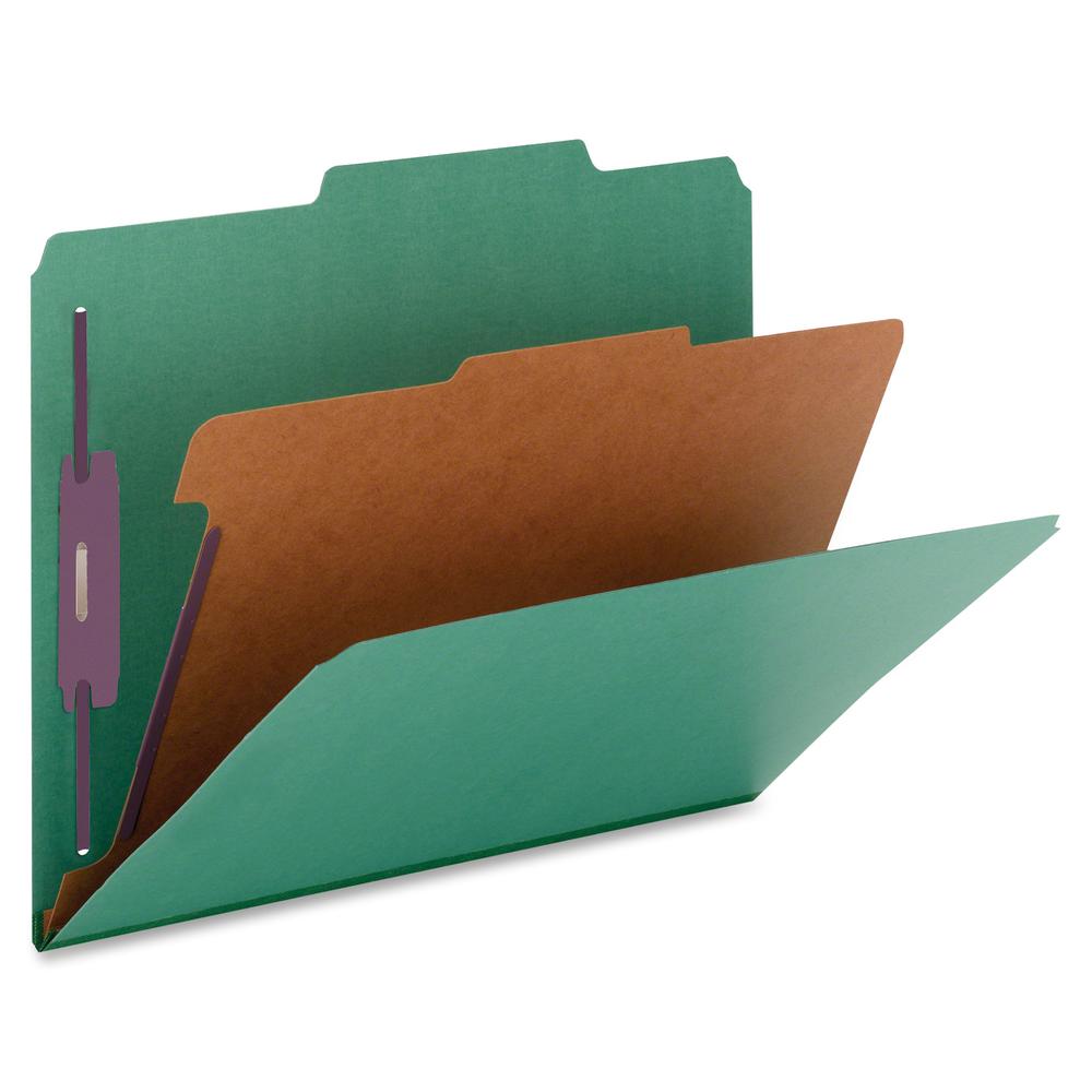 Nature Saver 2/5 Tab Cut Legal Recycled Classification Folder - 8 1/2" x 14" - 2" Fastener Capacity for Folder, 2" Fastener Capacity, 2" Fastener Capacity - Top Tab Location - Right of Center Tab Posi. Picture 2