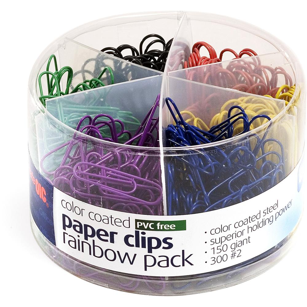 Officemate Coated Paper Clips, 450/Pack - Jumbo - No. 2 - 450 / Pack - Assorted. Picture 2