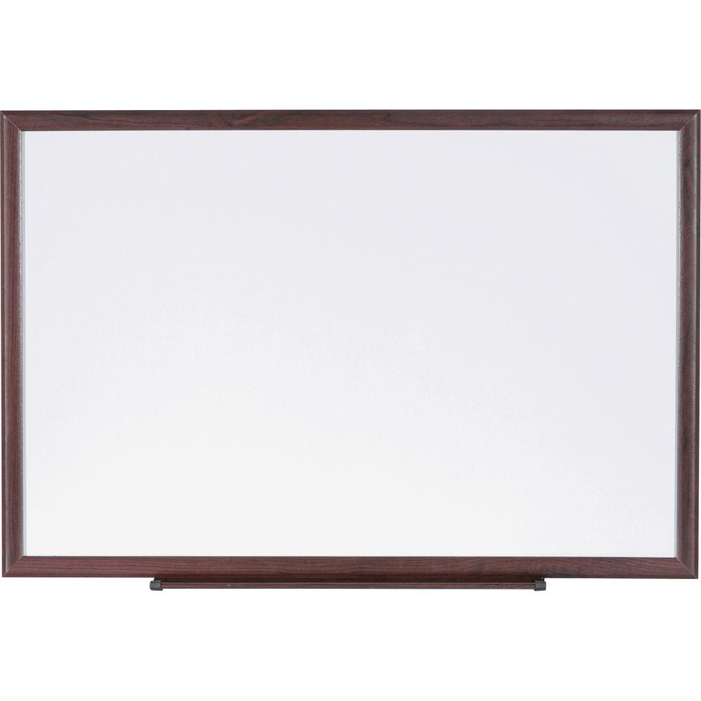 Lorell Wood Frame Dry-Erase Marker Boards - 36" (3 ft) Width x 24" (2 ft) Height - White Melamine Surface - Brown Wood Frame - 1 Each. Picture 2