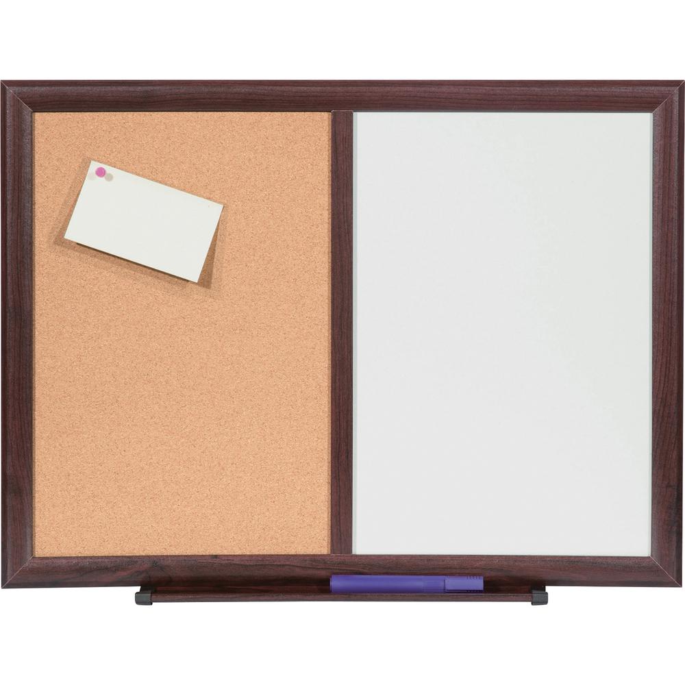 Lorell Combo Dry-Erase/Cork Board - 36" (3 ft) Width x 48" (4 ft) Height - Melamine Surface - Mahogany Wood Frame - 1 Each. Picture 2