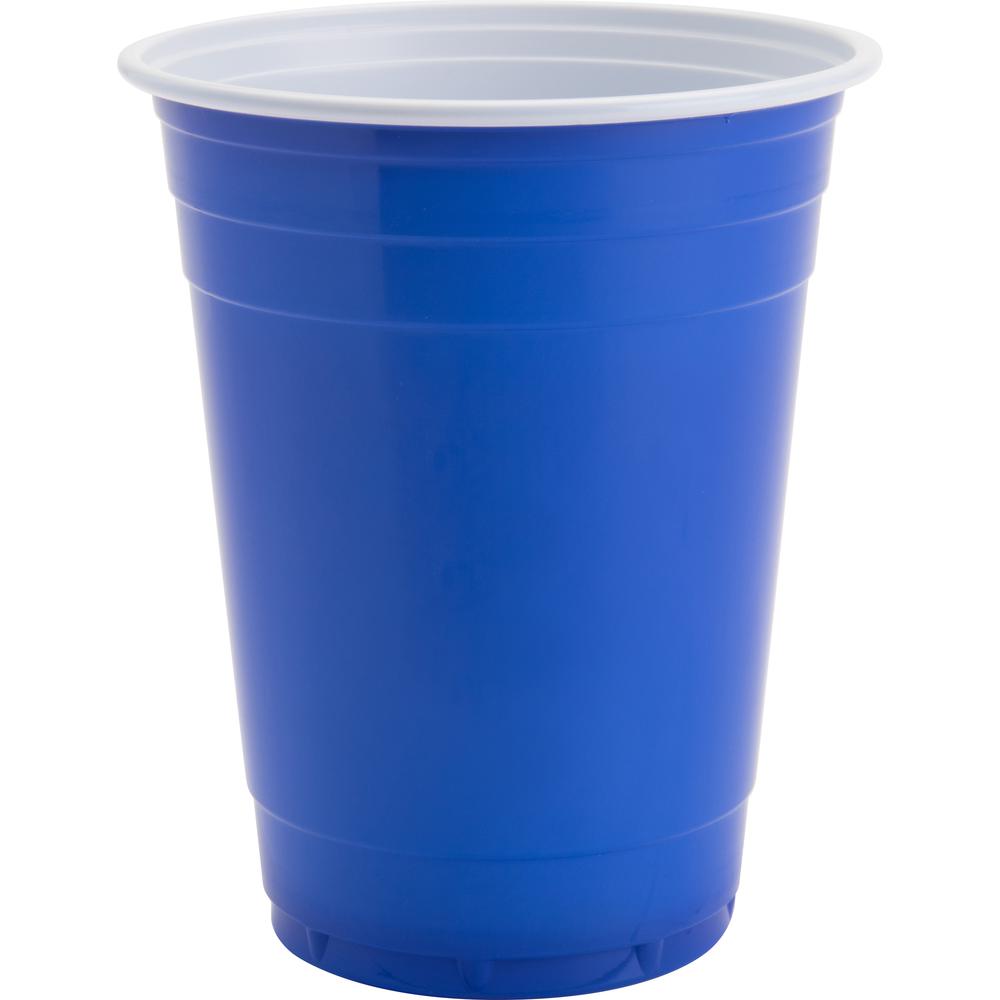 Genuine Joe 16 oz Plastic Party Cups - 16 fl oz - 50 / Pack - Blue, White - Plastic - Party, Cold Drink. Picture 5
