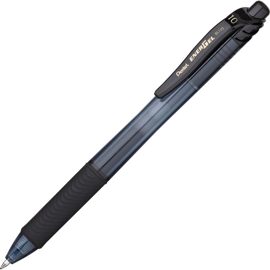 EnerGel EnerGel-X Retractable Gel Pens - Bold Pen Point - 1 mm Pen Point Size - Refillable - Retractable - Black Gel-based Ink - Black Barrel - Metal Tip - 12 / Box. Picture 2