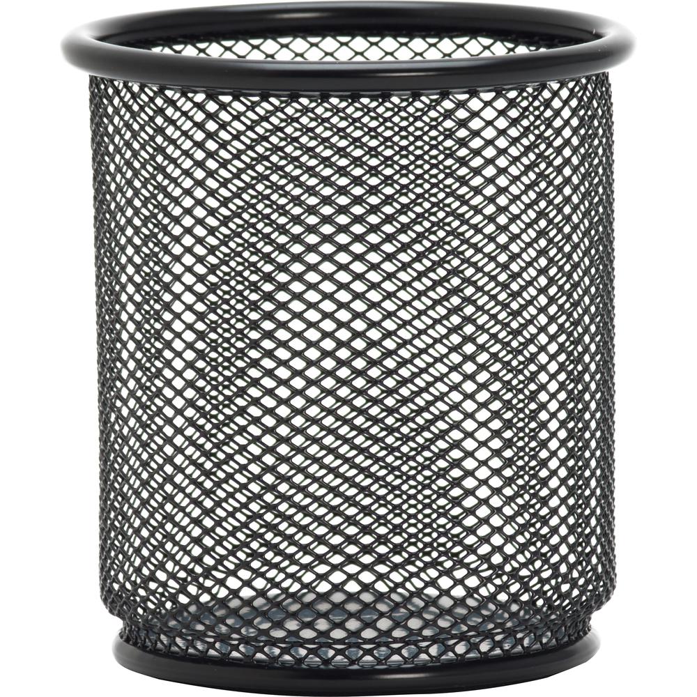 Lorell Black Mesh/Wire Pencil Cup Holder - 3.5" x 3.9" x - Steel - 1 Each - Black. Picture 6