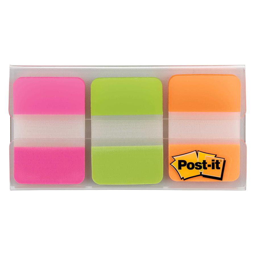 Post-it&reg; Durable Tabs - Write-on Tab(s) - 1.50" Tab Height x 1" Tab Width - Pink, Green, Orange Tab(s) - 36 / Pack. Picture 3
