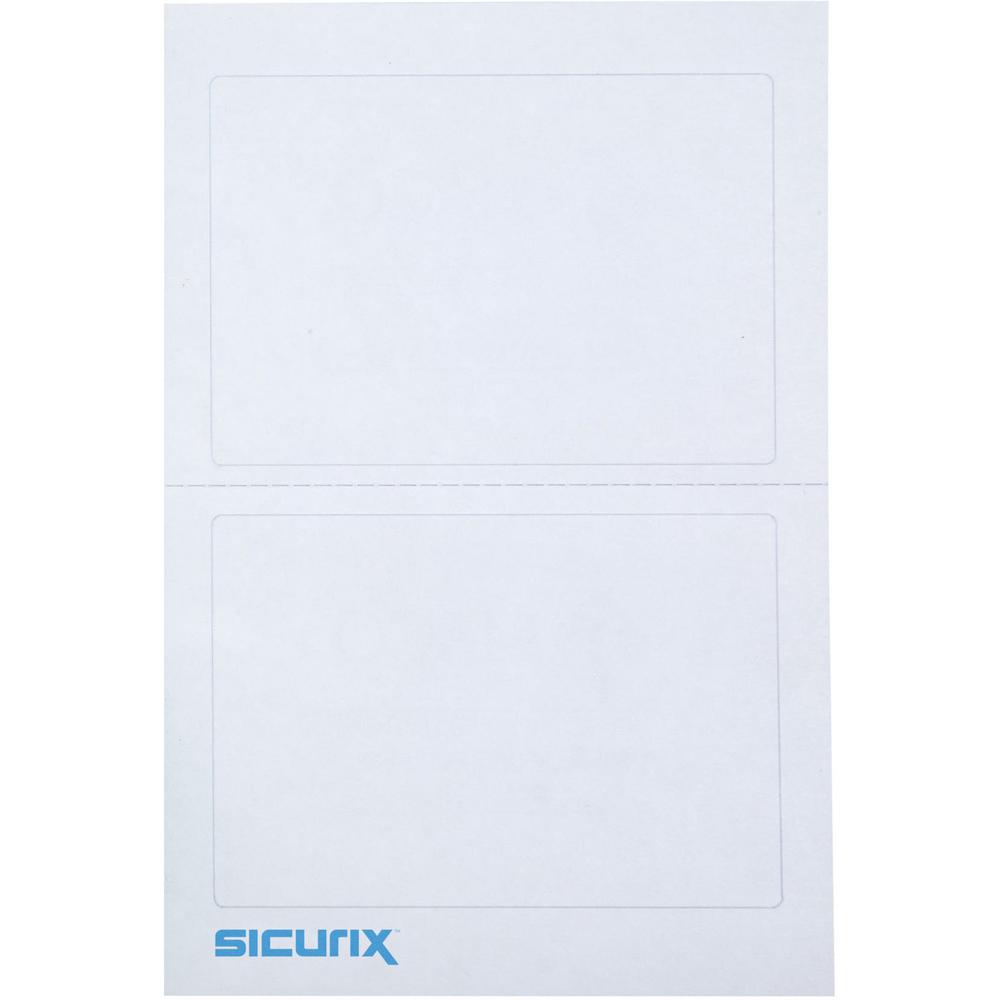 SICURIX Self-adhesive Visitor Badge - 3 1/2" x 2 1/4" Length - Removable Adhesive - Rectangle - Plain White - 100 / Box. Picture 3