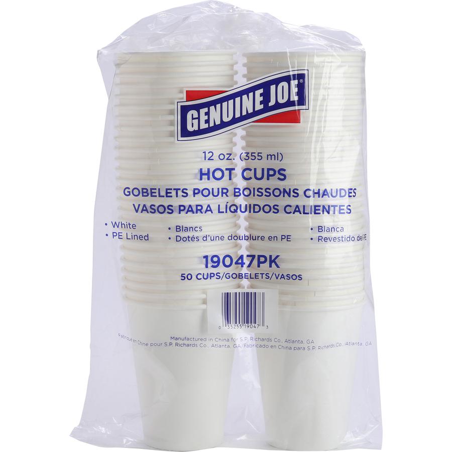 Genuine Joe 12 oz Disposable Hot Cups - 50.0 / Pack - 20 / Carton - White - Polyurethane - Hot Drink, Beverage. Picture 5
