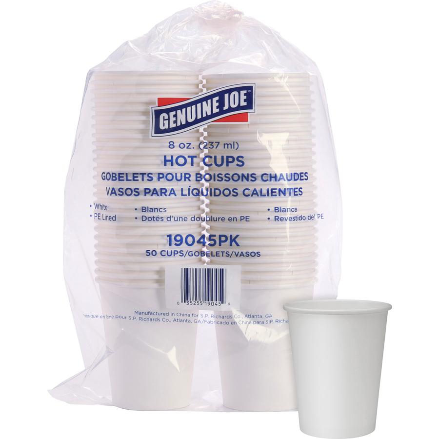 Genuine Joe 8 oz Disposable Hot Cups - 50.0 / Pack - 20 / Carton - White - Polyurethane - Hot Drink, Beverage. Picture 6