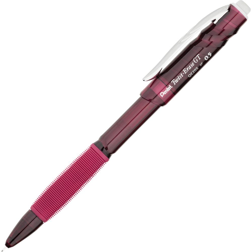 Pentel Twist-Erase GT Mechanical Pencils - #2 Lead - 0.5 mm Lead Diameter - Refillable - Black Lead - Red Plastic Barrel - 1 Dozen. Picture 2
