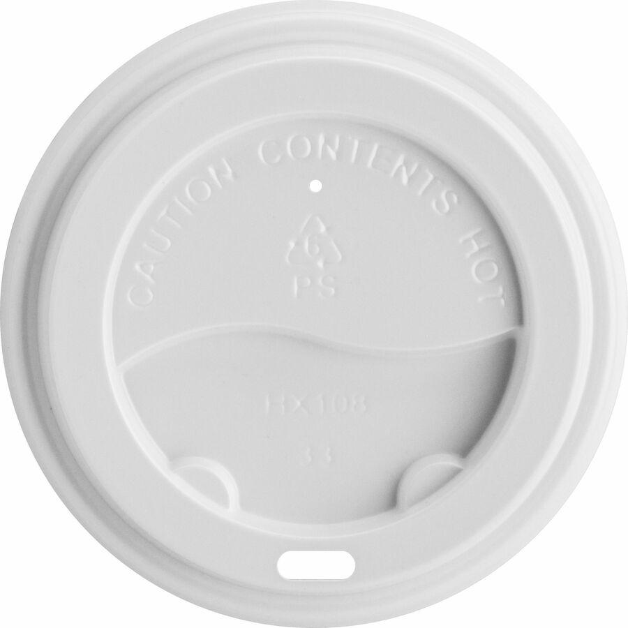 Genuine Joe Hot Cup Lids - Polystyrene - 50 / Pack - White. Picture 4