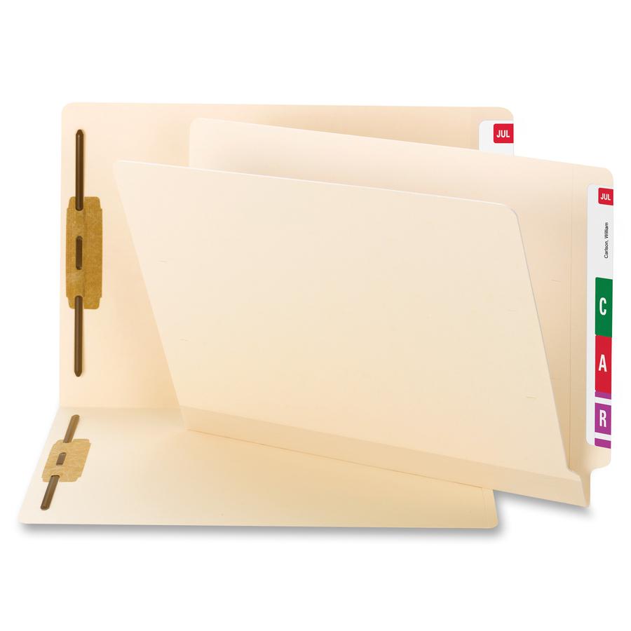 Smead TUFF Straight Tab Cut Letter Recycled End Tab File Folder - 8 1/2" x 11" - 3/4" Expansion - 2 x 2B Fastener(s) - 2" Fastener Capacity for Folder - Poly - Manila - 10% Recycled - 50 / Box. Picture 3