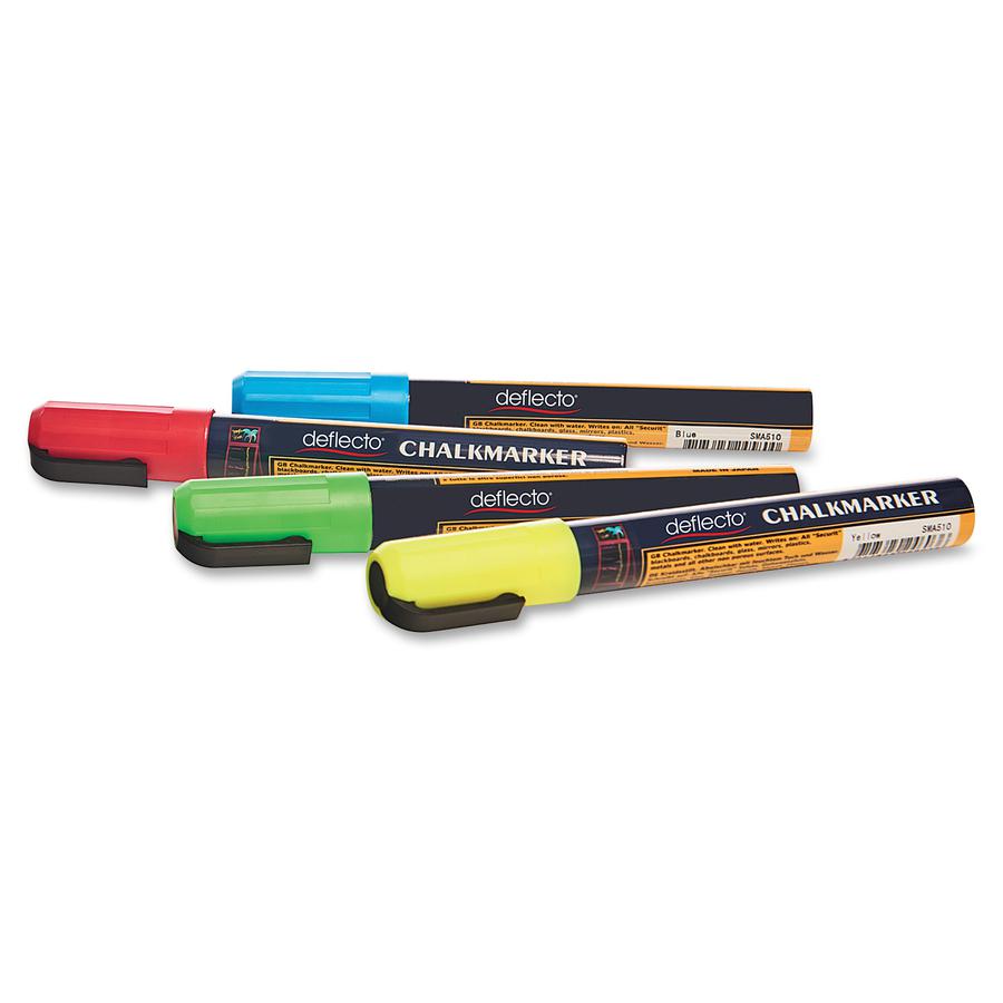 Deflecto Wet Erase Markers - Chisel Marker Point Style - Green, Red, Blue, Yellow Liquid Ink - 1 / Pack. Picture 5