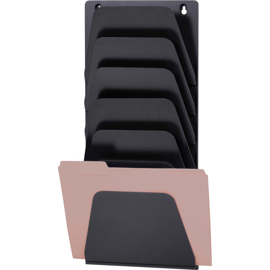 Officemate Wall File Holder - 7 Compartment(s) - 22.4" Height x 9.5" Width x 2.9" Depth - Black - Plastic - 1 Each. Picture 7