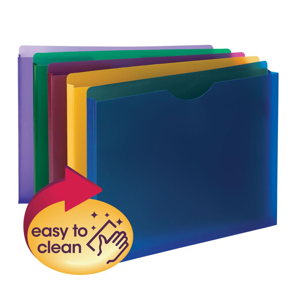 Smead Straight Tab Cut Letter File Jacket - 1" Folder Capacity - 8 1/2" x 11" - 1" Expansion - Blue, Red, Yellow, Green, Purple - 10 / Pack. Picture 2