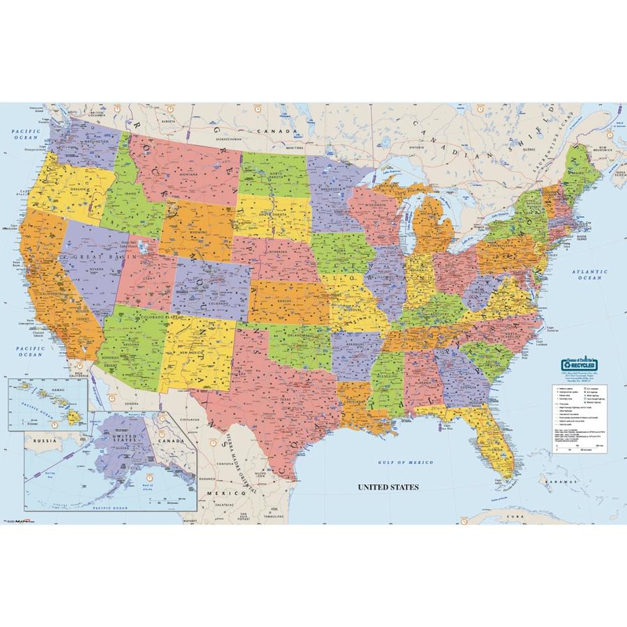 House of Doolittle Laminated United States Map - 50" Width x 33" Height - Multi. Picture 2