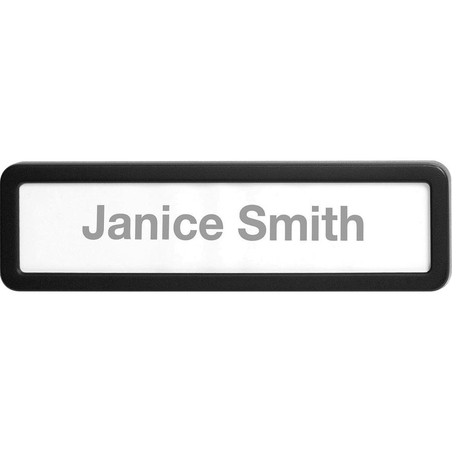Lorell Recycled Cubicle Nameplate - 1 Each - 0.9" Width x 2.7" Height - Wall - Plastic - Black. Picture 10