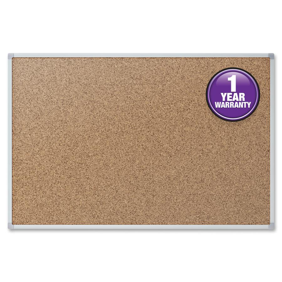 Mead Classic Cork Bulletin Board - 24" Height x 18" Width - Natural Cork Surface - Self-healing - Silver Aluminum Frame - 1 Each. Picture 3