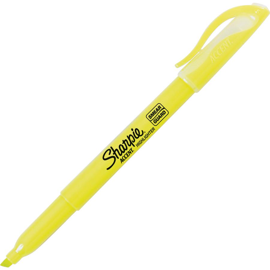 Sharpie Highlighter - Pocket - Chisel Marker Point Style - Fluorescent Yellow - 12 / Box. Picture 2