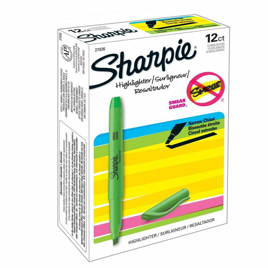 Sharpie Highlighter - Pocket - Chisel Marker Point Style - Fluorescent Green - 1 Dozen. Picture 2