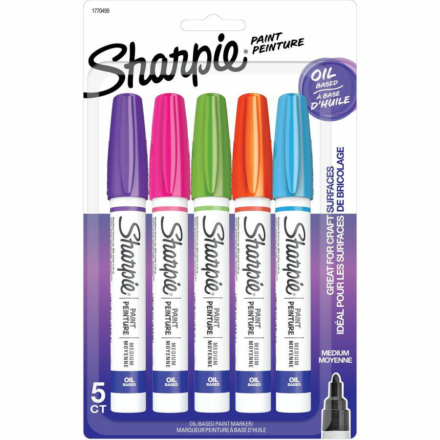 Sharpie Oil-Based Paint Marker - Medium Point - Medium Marker Point - Aqua, Orange, Lime Green, Pink, Purple Oil Based Ink - 5 / Pack. Picture 2