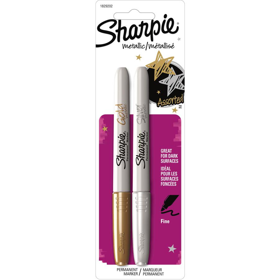 Sharpie Metallic Fine Point Permanent Marker - Fine Marker Point - Gold, Silver Alcohol Based Ink - 2 / Set. Picture 5