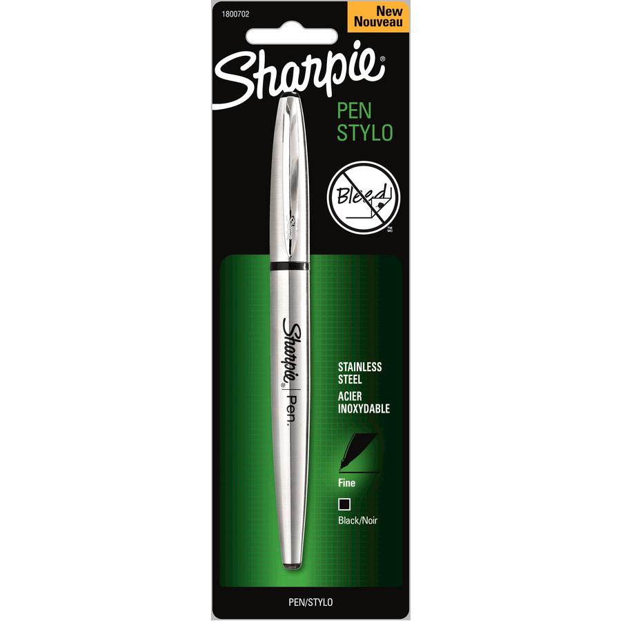 Sharpie Stainless Steel Pen - Fine Pen Point - Refillable - Black - Stainless Steel Stainless Steel Barrel - 1 Pack. Picture 2