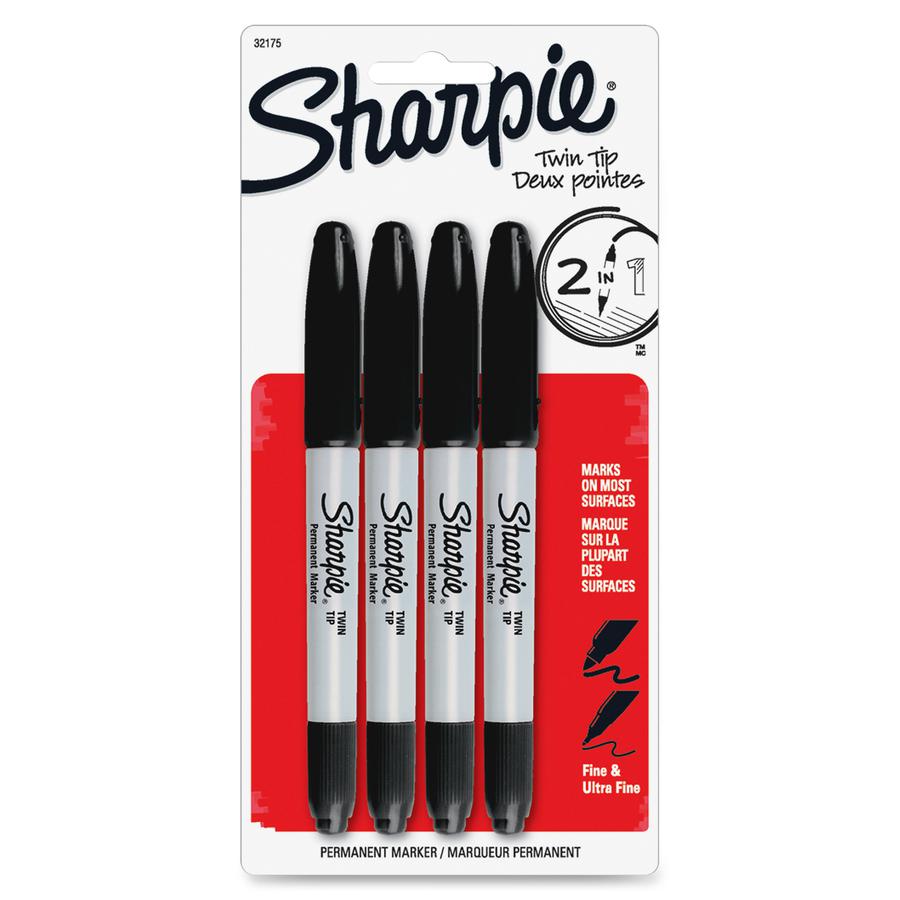 Sharpie Twin Tip Permanent Markers - Fine, Ultra Fine Marker Point - Black Alcohol Based Ink - 4 / Pack. Picture 4